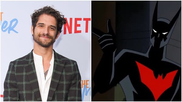 L-R: Tyler Posey arrives for the Netflix 'The Last Summer' Premiere on April 29, 2019 in Hollywood, CA. Editorial credit: DFree / Shutterstock.com \ A still from Batman Beyond (1999). Credit: Warner Bros. Animation