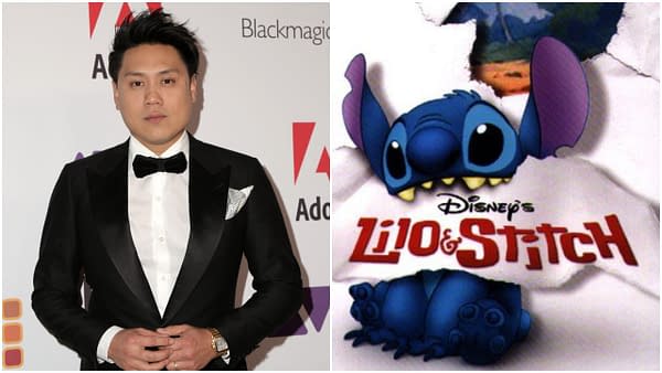 L-R: John M Chu at the 69th Annual ACE Eddie Awards at the Beverly Hilton Hotel on February 1, 2019 in Beverly Hills, CA. Editorial credit: Kathy Hutchins / Shutterstock.com | An official poster for Lilo & Stitch. Credit: Disney