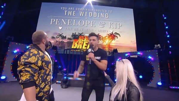 Kip Sabian, Penelope Ford, and Miro announced the date of Ford and Sabian's wedding will be February 3rd at a special episode of Dynamite called Beach Break