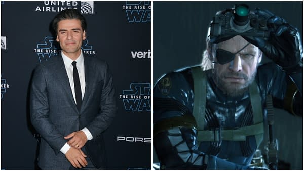 L-R: Oscar Isaac arrives at the premiere of Disney's "Star Wars: The Rise Of The Skywalker" on December 16, 2019 in Hollywood, California. Editorial credit: Tsuni-USA / Shutterstock.com | A shot from Metal Gear Solid 5. Credit: Sony Metal Gear Solid