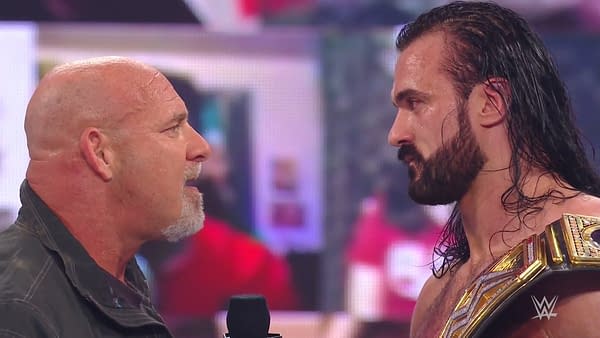 Goldberg challenges Drew McIntre over a promo McIntyre never actually cut on WWE Raw.
