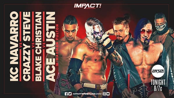 Match graphic for Ace Austin vs. Blake Christian vs. K.C. Navarro vs. Crazzy Steve on Impact Wrestling