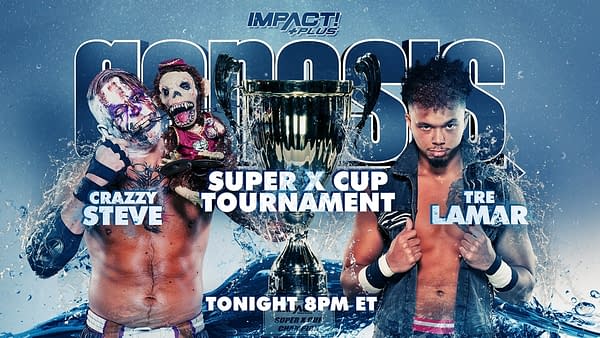 Match graphic for Tre Lamar vs. Crazzy Steve at Impact Genesis