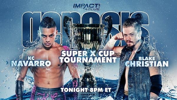 Match graphic for K.C. Navarro vs. Blake Christian at Impact Genesis