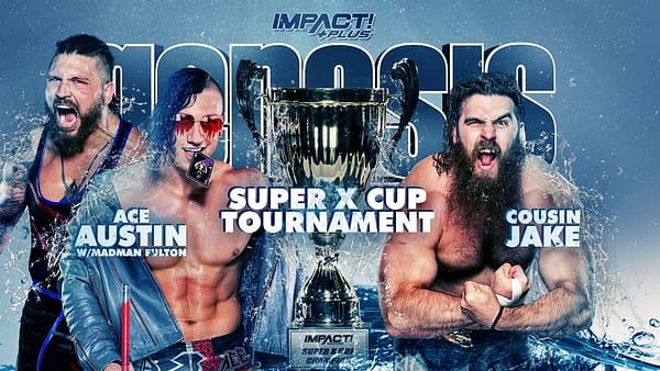 Match graphic for Ace Austin vs. Cousin Jake at Impact Genesis