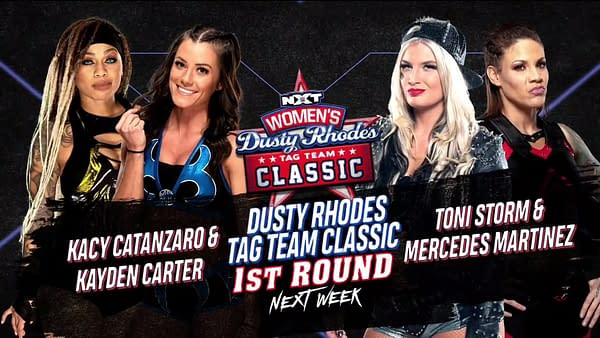 Kacy Catanzato and Kayden Carter will face Toni Storm and Mercedes Martinez in the first round of the Women's Dusty Rhodes Tag Team Classic