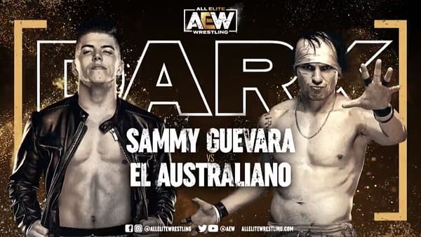 Match graphic for Sammy Guevara vs. El Australiano, happening next week on Dark