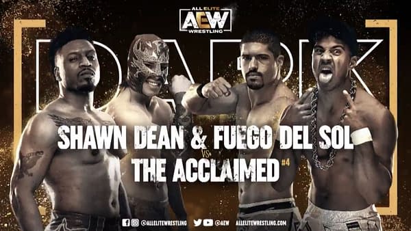 Match graphic for Shawn Dean and Fuego Del Sol vs. The Acclaimed, happening next week on AEW Dark
