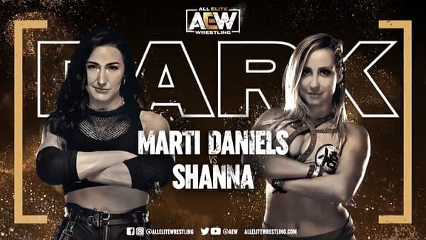 Match graphic for Marti Daniels vs. Shanna, happening next week on Dark