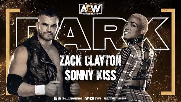 Match graphic for Zack Clayton vs. Sonny Kiss, happening next week on Dark