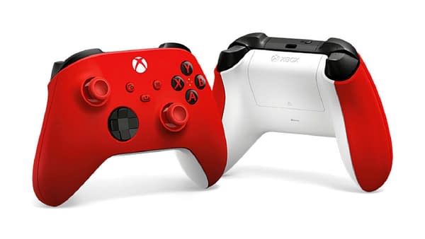 A look at the new Pulse Red version of the Xbox controller, courtesy of Microsoft.