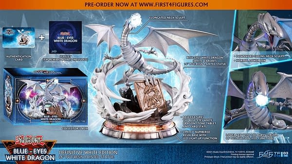 Yu-Gi-Oh Blue-Eyes White Dragon Powers Up with First 4 Figures