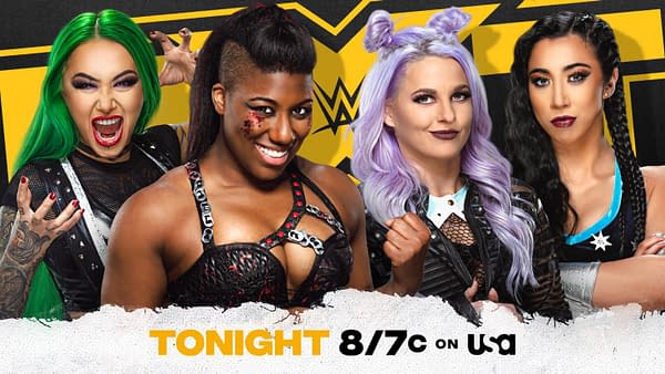 Shotzi Blackheart and Ember Moon take on Candice LeRae and Indi Hartwell on NXT this week.
