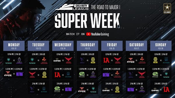 A look at the Super Week schedule, courtesy of Activision Blizzard.