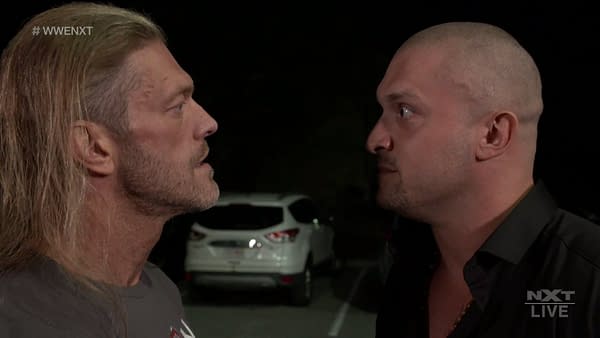 Edge faces off with Karrion Kross in the NXT parking lot