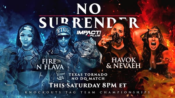 Match graphic for Fire 'N Flava vs. Havok and Nevaeh at Impact Wrestling No Surrender