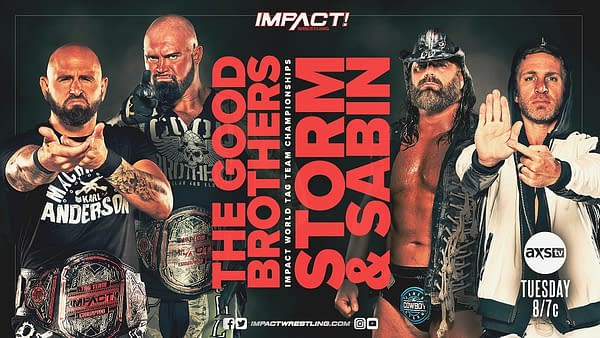 The Good Brothers will put the Impact Tag Team Championships on the line against Cowboy James Storm and Chris Sabin tonight.