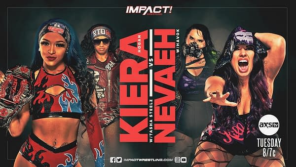 One half of the Knockouts Tag Team Champions, Kiera Hogan, will face Nevaeh on Impact tonight.