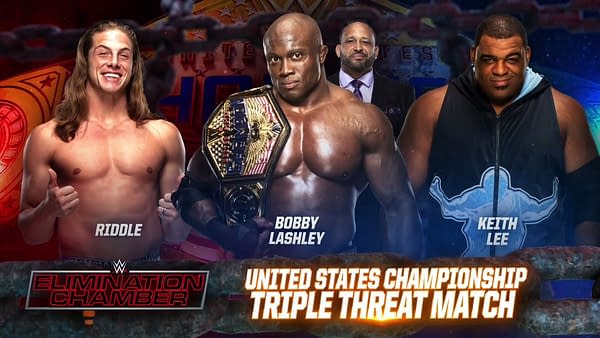 Bobby Lashley is set to defend his United States Championship at Elimination Chamber against Keith Lee and "Riddle"