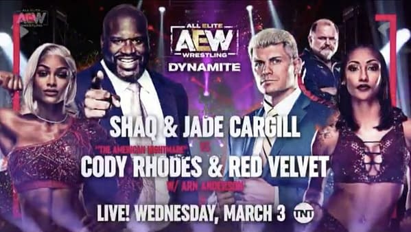 Shaq and Jade Cargill will face Cody Rhodes and Velvet on AEW Dynamite on March 3rd.