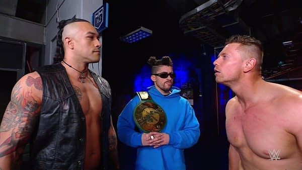 Bad Bunny appears on WWE Raw with Damian Priest and The Miz.