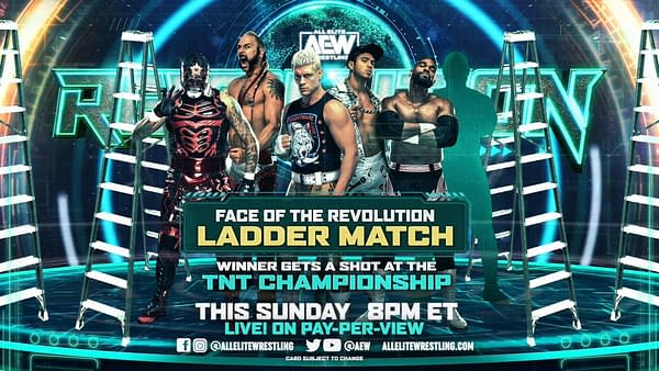 Match graphic for the Face of the Revolution ladder match at AEW Revolution.
