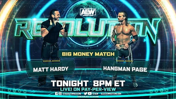 Match graphic for Hangman Page vs. Matt Hardy at AEW Revolution