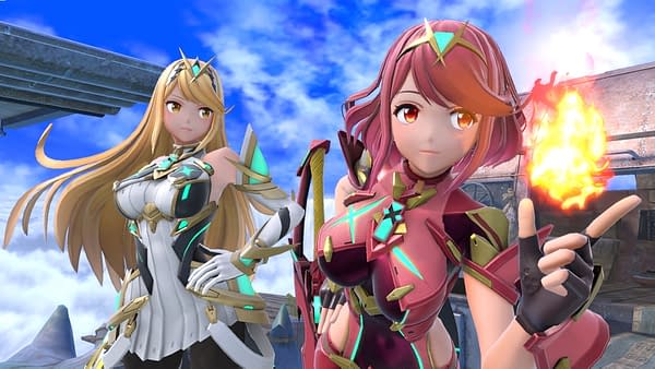 Pyra/Mythra have now joined the fight from Xenoblade Chronicles 2. Courtesy of Nintendo.