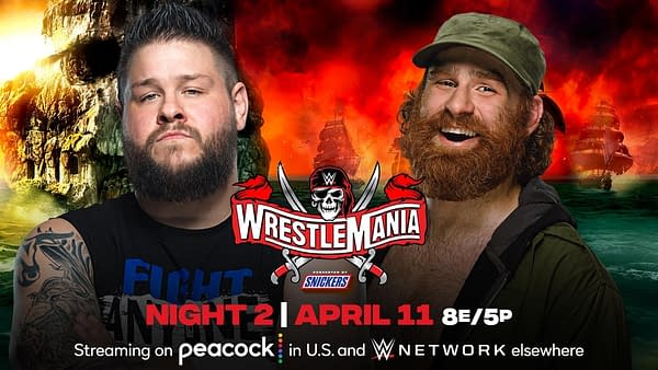 Match graphic for Kevin Owens vs. Sami Zayn at WWE WrestleMania.
