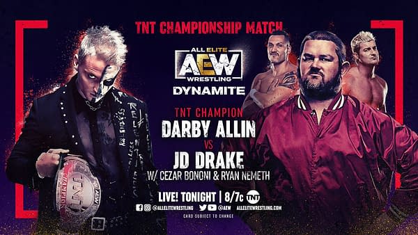 Darby Allin will defend the TNT Championship against JD Drake on AEW Dynamite tonight.