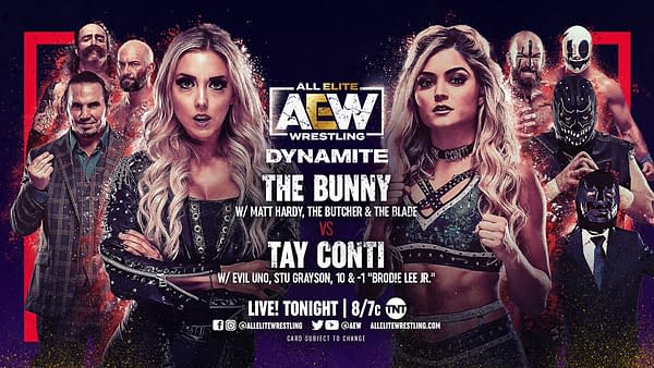 The Bunny will face Tay Conti on tonight's episode of AEW Dynamite with half the roster at ringside.