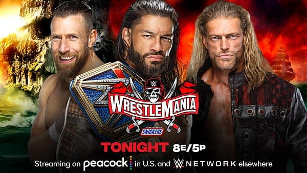 Match Graphic for Roman Reigns vs. Daniel Bryan vs. Edge for the Universal Championship at WrestleMania 37 Night 2