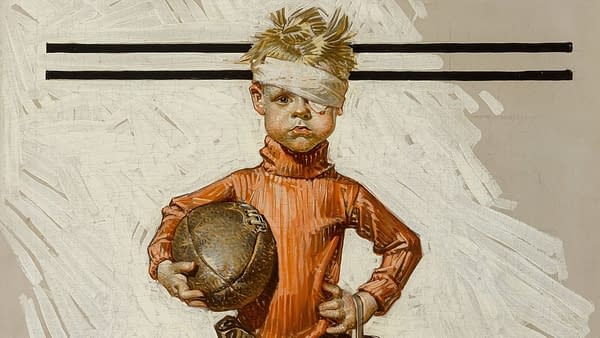 J.C. Leyendecker November 21, 1914 issue of The Saturday Evening Post, titled "Beat-up Boy, Football Hero"