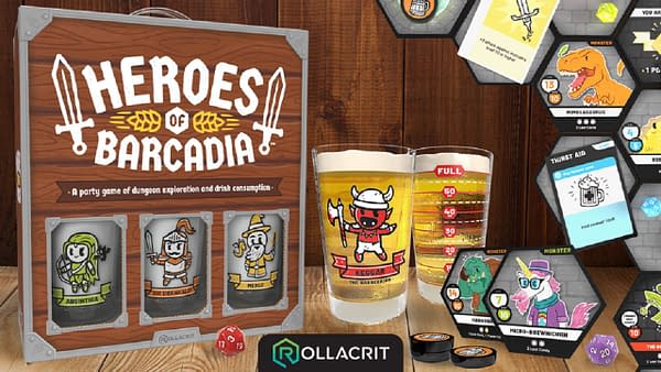 Kickstarter's header image for Heroes of Barcadia, a drinking RPG designed and developed by Rollacrit.