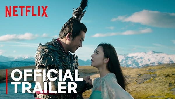 Lu Bu (Louis Koo) and Diao Chan (Coulee Nazha) in the trailer for Dynasty Warriors, coming to Netflix July 1st.