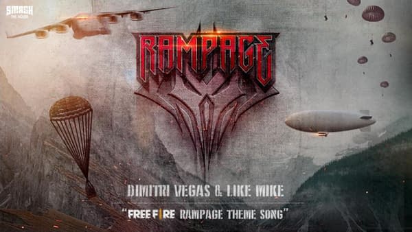 Key art for the Rampage: New Dawn event for Garena's mobile game, Free Fire. Featuring new music by DJs Dimitri Vegas and Like Mike.