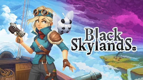 Key art for Black Skylands, a new game available in Early Access for Steam, GOG, and the Epic Games Store. Developed by tinyBuild and Hungry Couch Games.