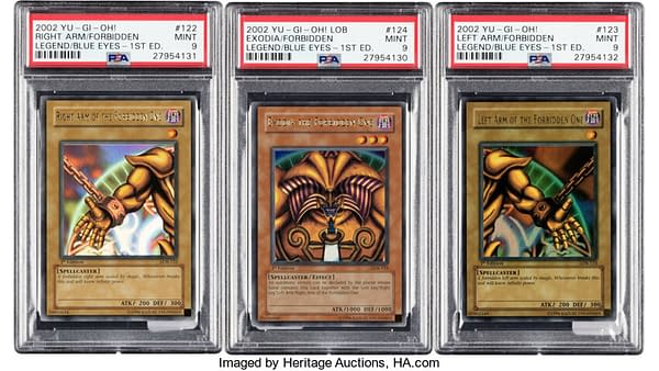 A closer shot of the arms and head of Exodia, the Forbidden One from the Yu-Gi-Oh! card game. Currently available on auction with both legs at Heritage Auctions.