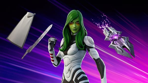 A look at Gamora and the gear you can snag in Fortnite, courtesy of Epic Games.