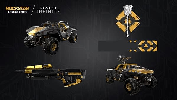 Some of the Halo Infinite Items you can win from this set of cans, courtesy of Xbox Game Studios.