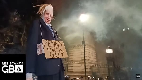 V For Vendetta Mask Protestors Burn Boris Effigy In Trafalgar Square