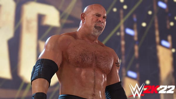 Goldberg comes marching out, surprisingly without a head injury, courtesy of 2K Games.