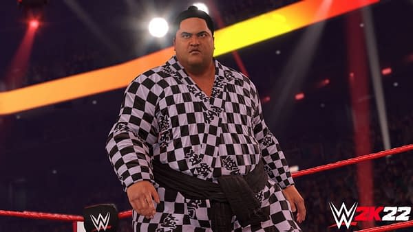 A look at Yokozuna as he enters the ring in WWE 2K22, courtesy of 2K Games.