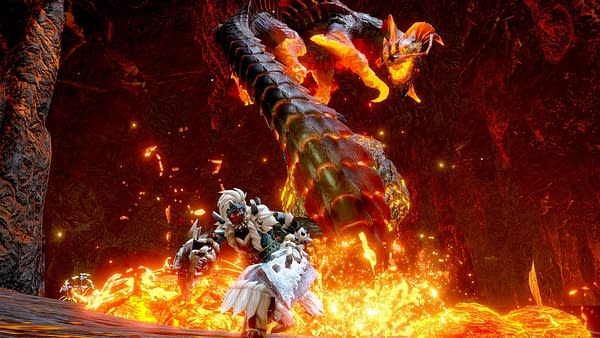 A look at Magma Almudron in Monster Hunter Rise: Sunbreak, courtesy of Capcom.