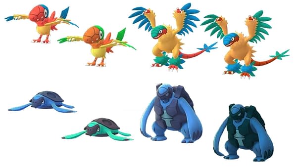 Shiny Tirtouga & Archen families in Pokémon GO. Credit: Niantic
