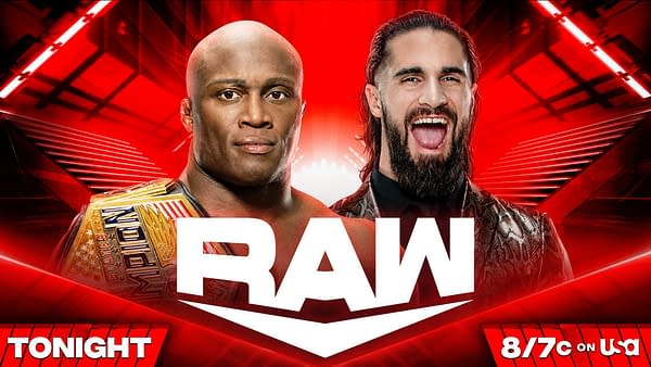 WWE Raw match graphic: Bobby Lashley vs. Seth Rollins for the US Championship