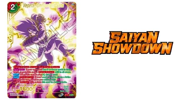 Saiyan Showdown logo and card. Credit: Dragon Ball Super Card Game