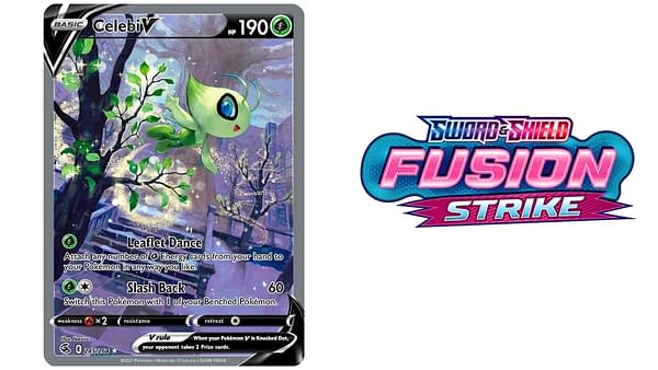 Fusion Strike Celebi V and logo. Credit: Pokémon TCG 