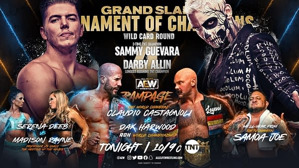Stupid AEW Rampage promo graphic with NO CM PUNK on it