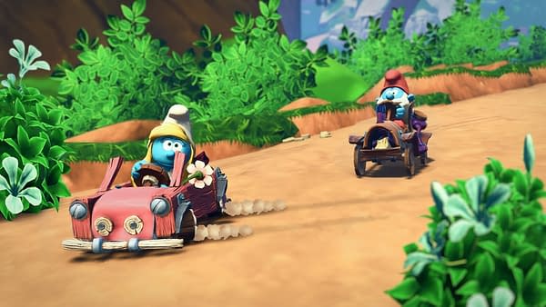 How smurf can you smurf in Smurfs Kart? Courtesy of Microids.